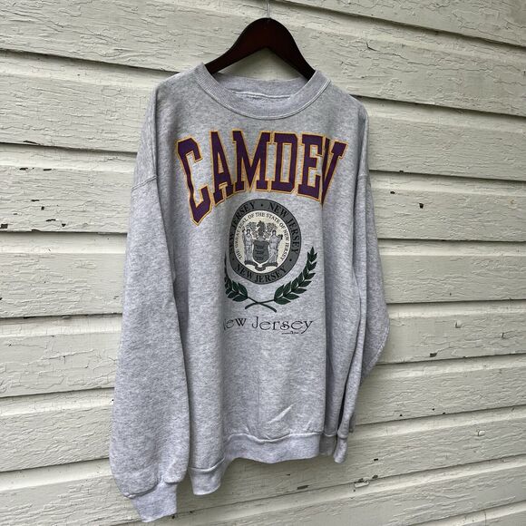 VINTAGE 90’s Camden New Jersey Spellout Graphic Crewneck- Size Medium - Picture 4 of 5